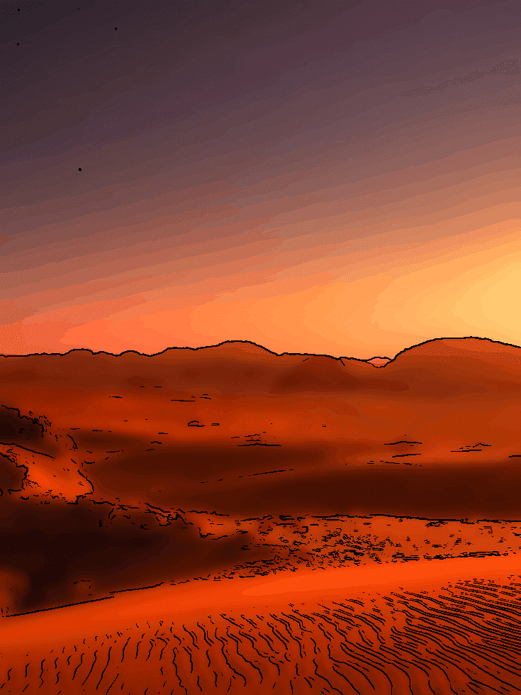 Coucher de soleil sur le désert